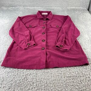Simply Shiloh Boutique Pink Corduroy Overshirt Jacket Button Front Size L